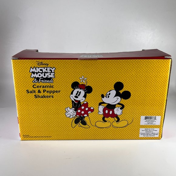 Disney Kissing Mickey Minnie Mouse Ceramic Salt Pepper Shakers Set of 2 - Picture 4 of 14